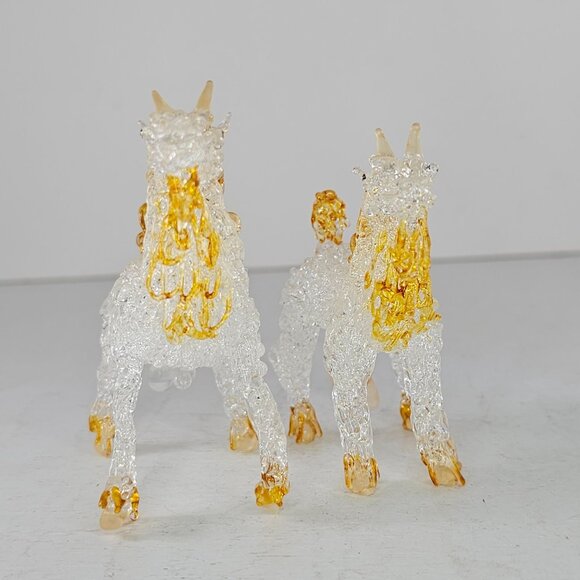 Pair Of Spun Glass Goats With Golden Accents Figurines Anatomically Correct - Picture 2 of 8